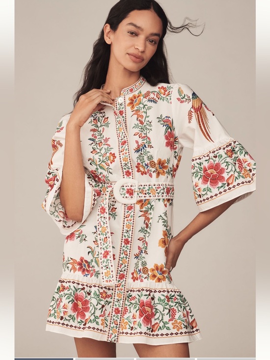 FARM Rio Dresses & Skirts - FARM Rio Delicate Forest Scarves Flared Sleeve Mini Dress
